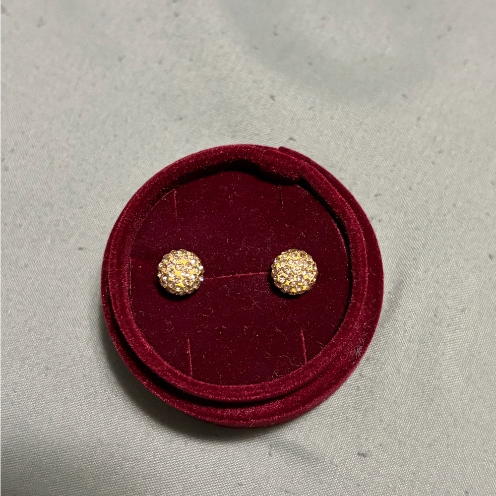 Yellow Crystal Sparkle Ball Stud Earrings